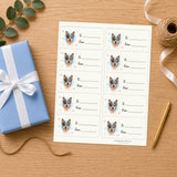 Heeler Paws & Bows Gift Tag Sticker Sheet