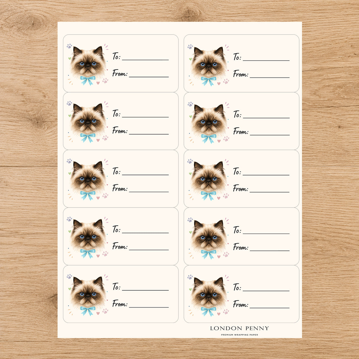 Himalayan Purrfectly Yours Gift Tag Sticker Sheet
