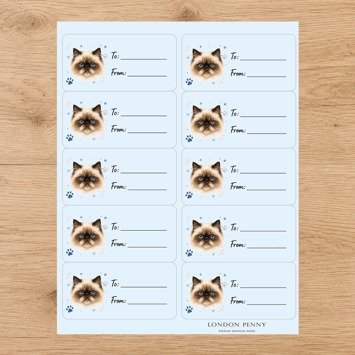 Himalayan Pawprint Wishes Gift Tag Sticker Sheet