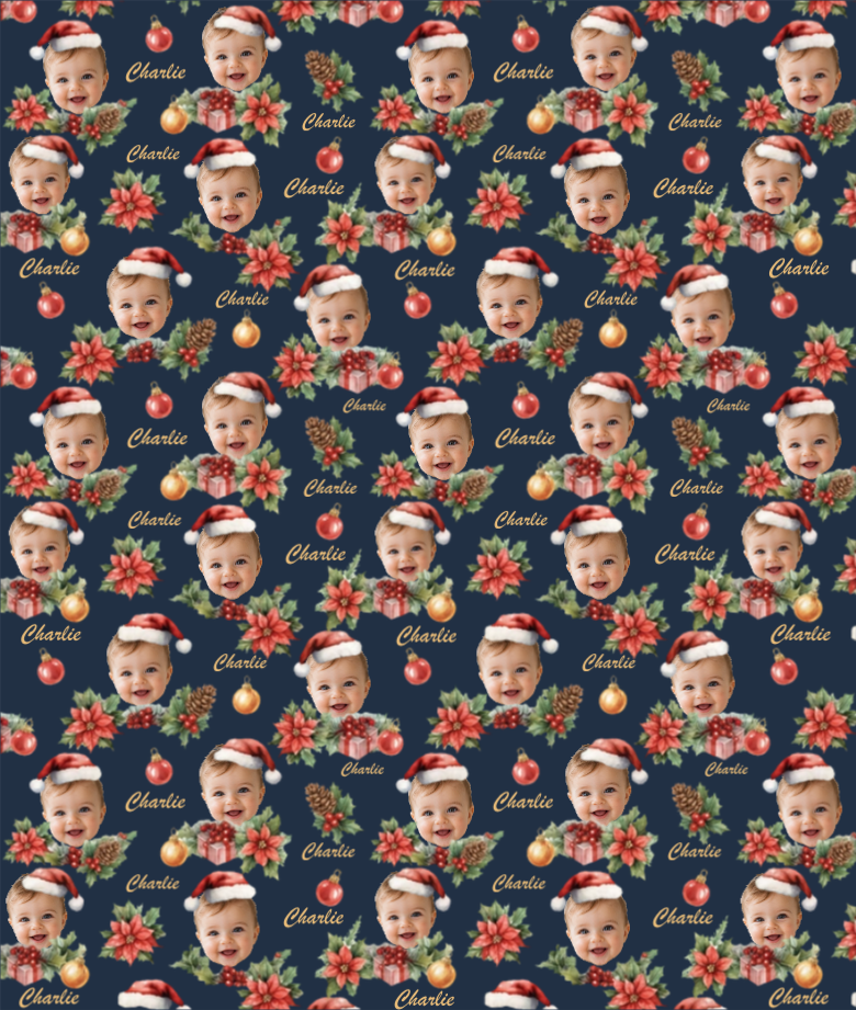 Personalized Holly Hats Wrapping Paper | Custom Gift Wrap