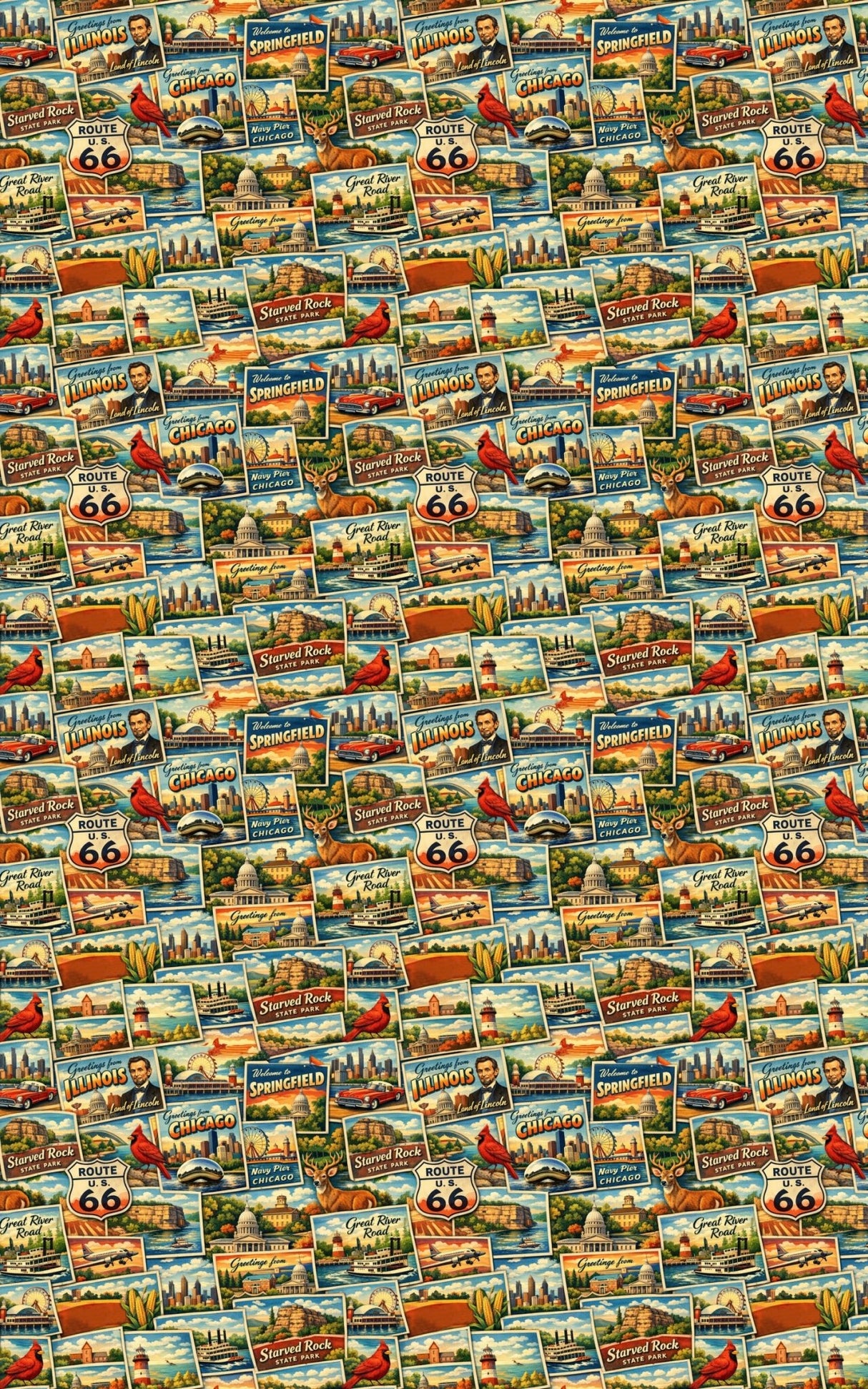 Illinois Postcard Memories - London Penny Gift Wrap