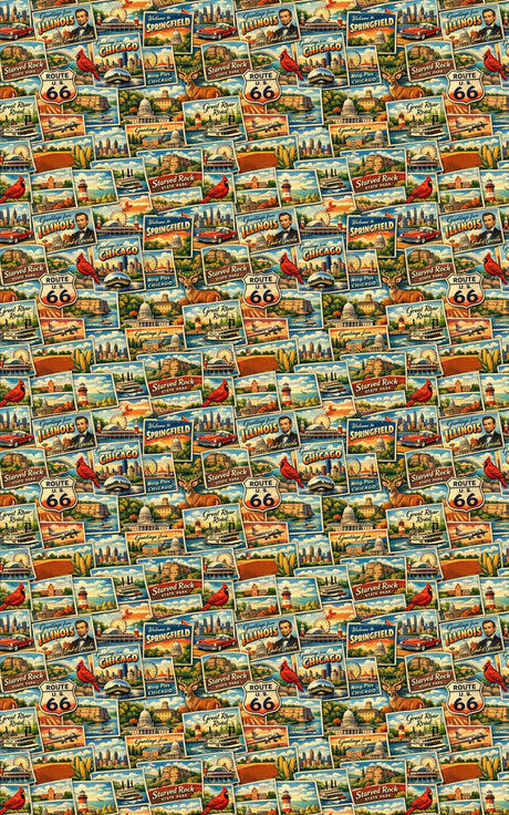 Illinois Postcard Memories - London Penny Gift Wrap