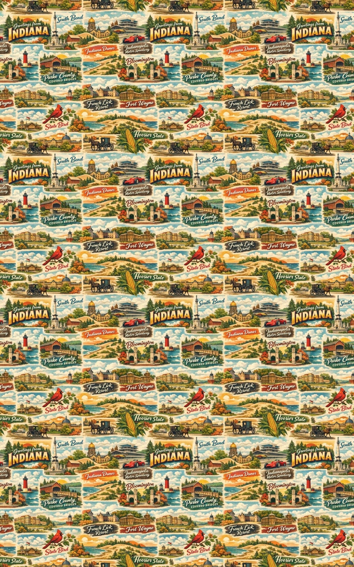 Indiana Postcard Memories - London Penny Gift Wrap