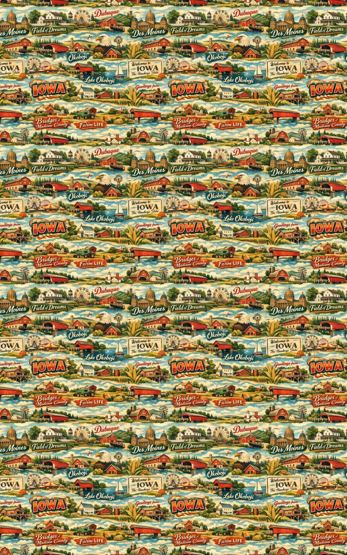 Iowa Postcard Memories - London Penny Gift Wrap