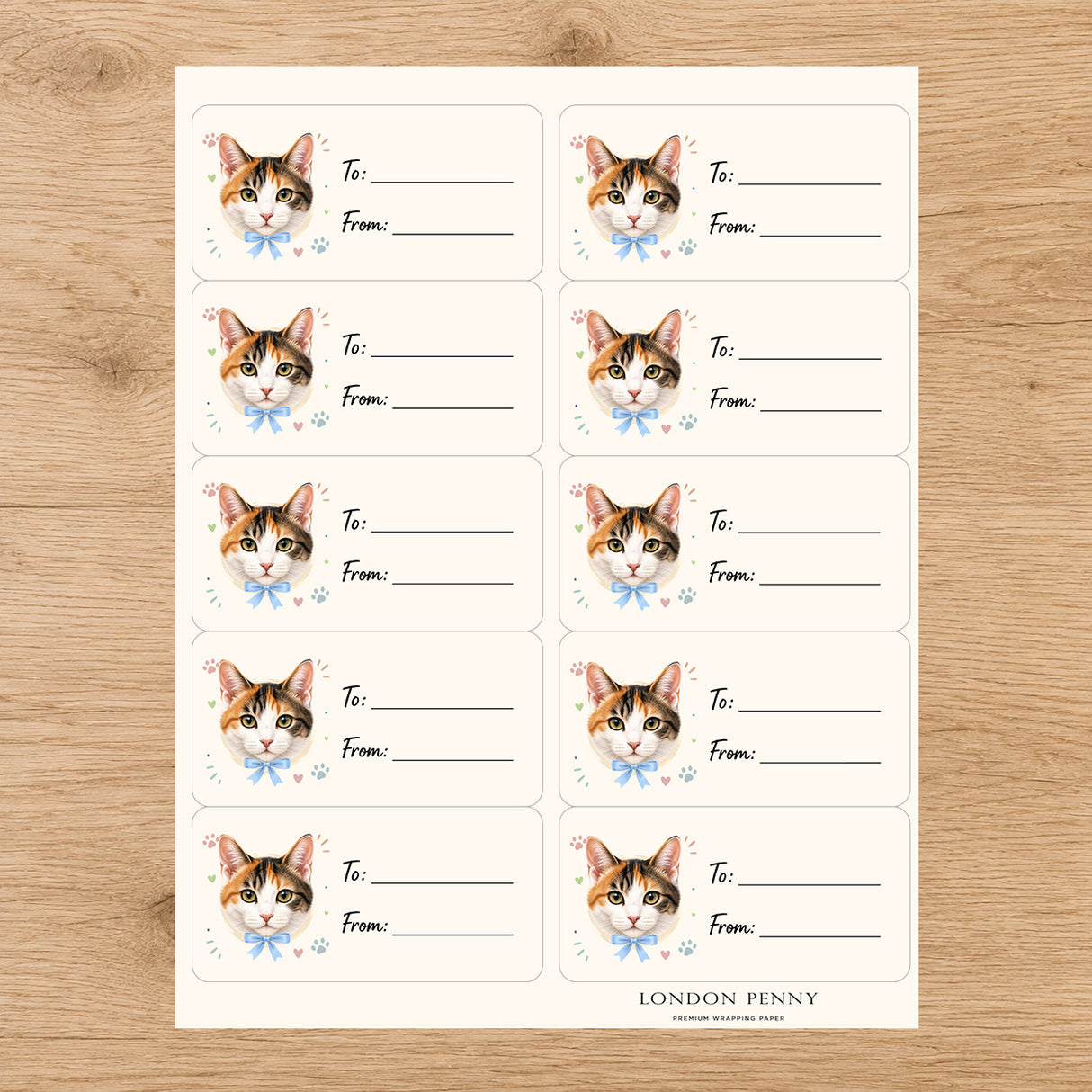Japanese Bobtail Purrfectly Yours Gift Tag Sticker Sheet