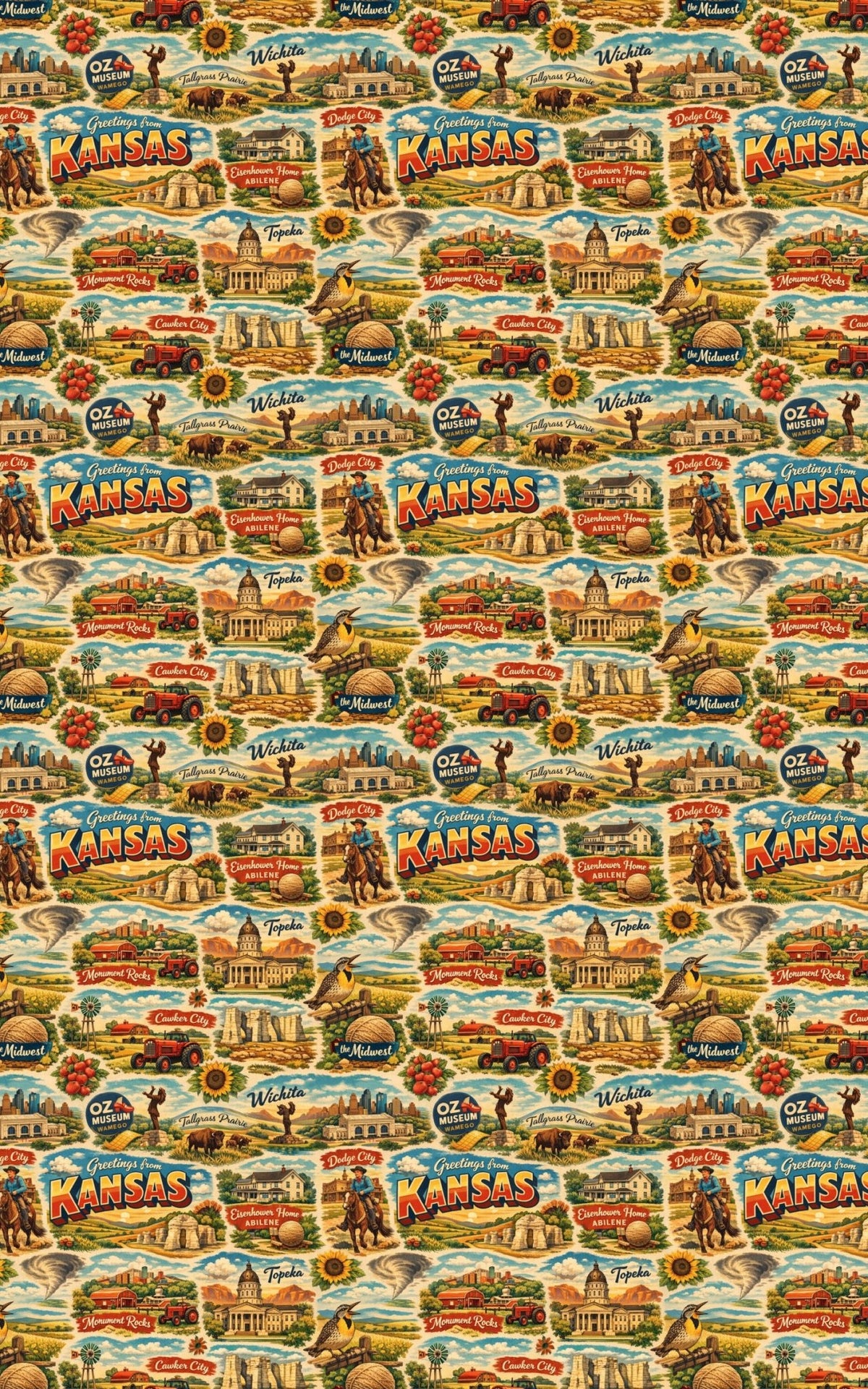 Kansas Postcard Memories - London Penny Gift Wrap