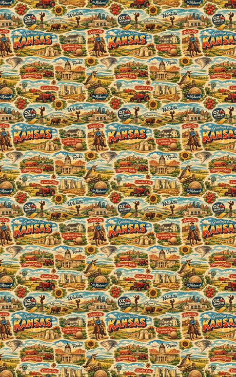 Kansas Postcard Memories - London Penny Gift Wrap