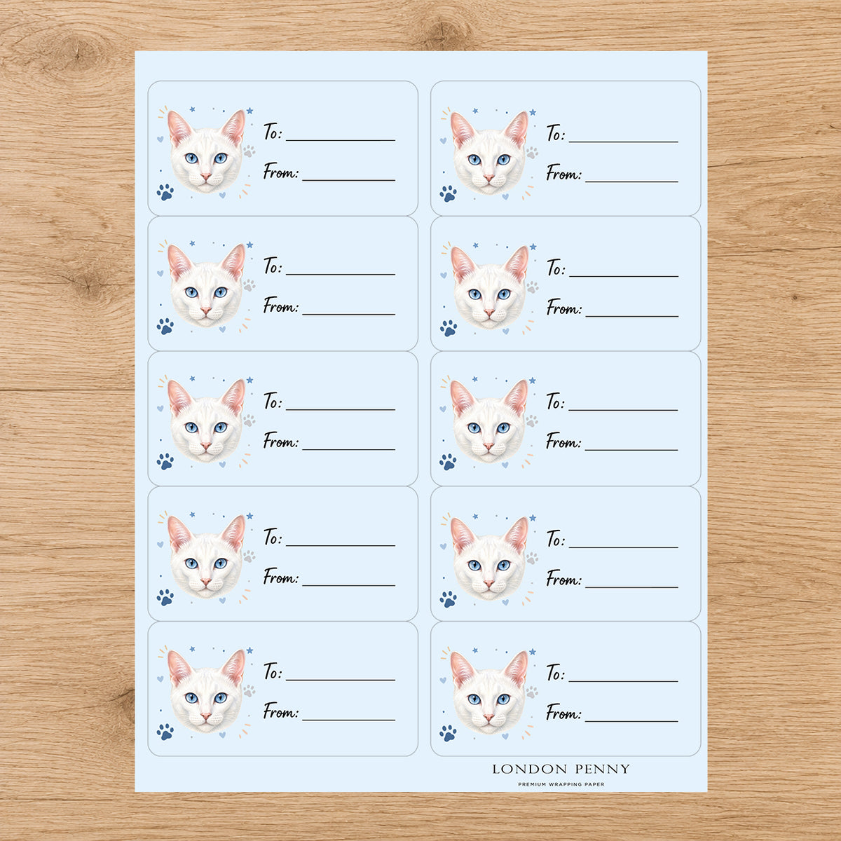 Khao Manee Pawprint Wishes Gift Tag Sticker Sheet