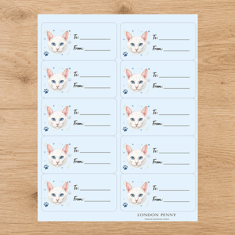 Khao Manee Pawprint Wishes Gift Tag Sticker Sheet - London Penny Gift Wrap