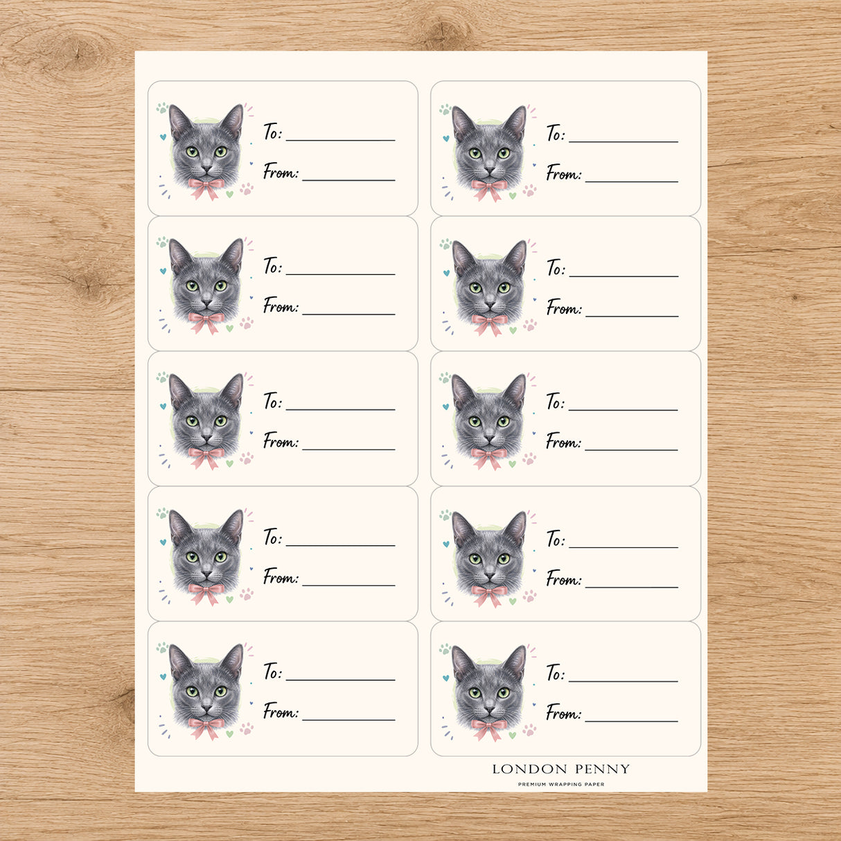 Korat Purrfectly Yours Gift Tag Sticker Sheet