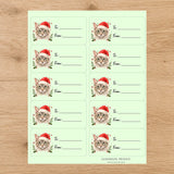 LaPerm Santa Paws Gift Tag Sticker Sheet - London Penny Gift Wrap