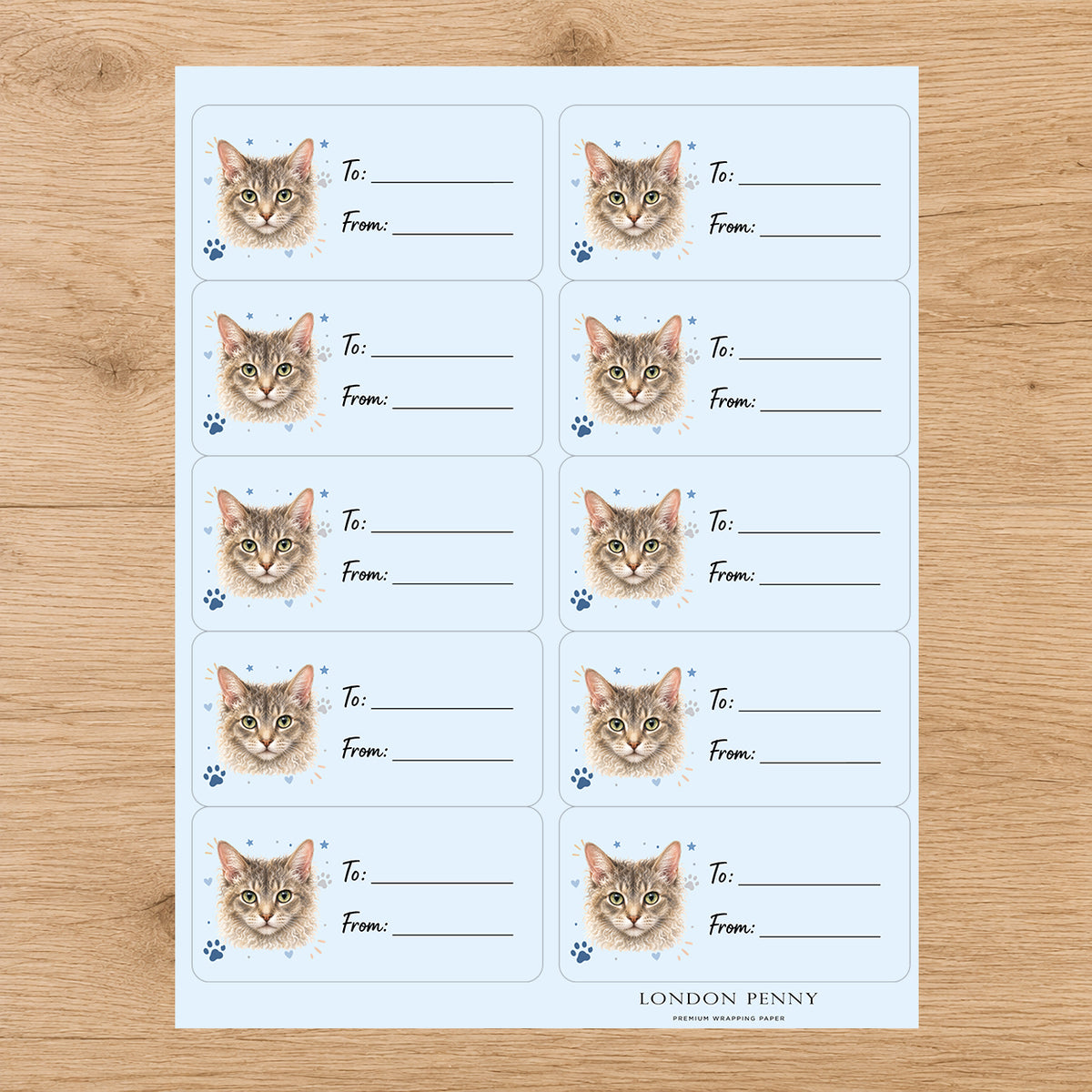 LaPerm Pawprint Wishes Gift Tag Sticker Sheet