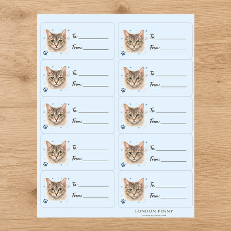 LaPerm Pawprint Wishes Gift Tag Sticker Sheet - London Penny Gift Wrap