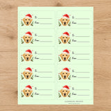 Labrador Retriever Santa Paws Gift Tag Sticker Sheet