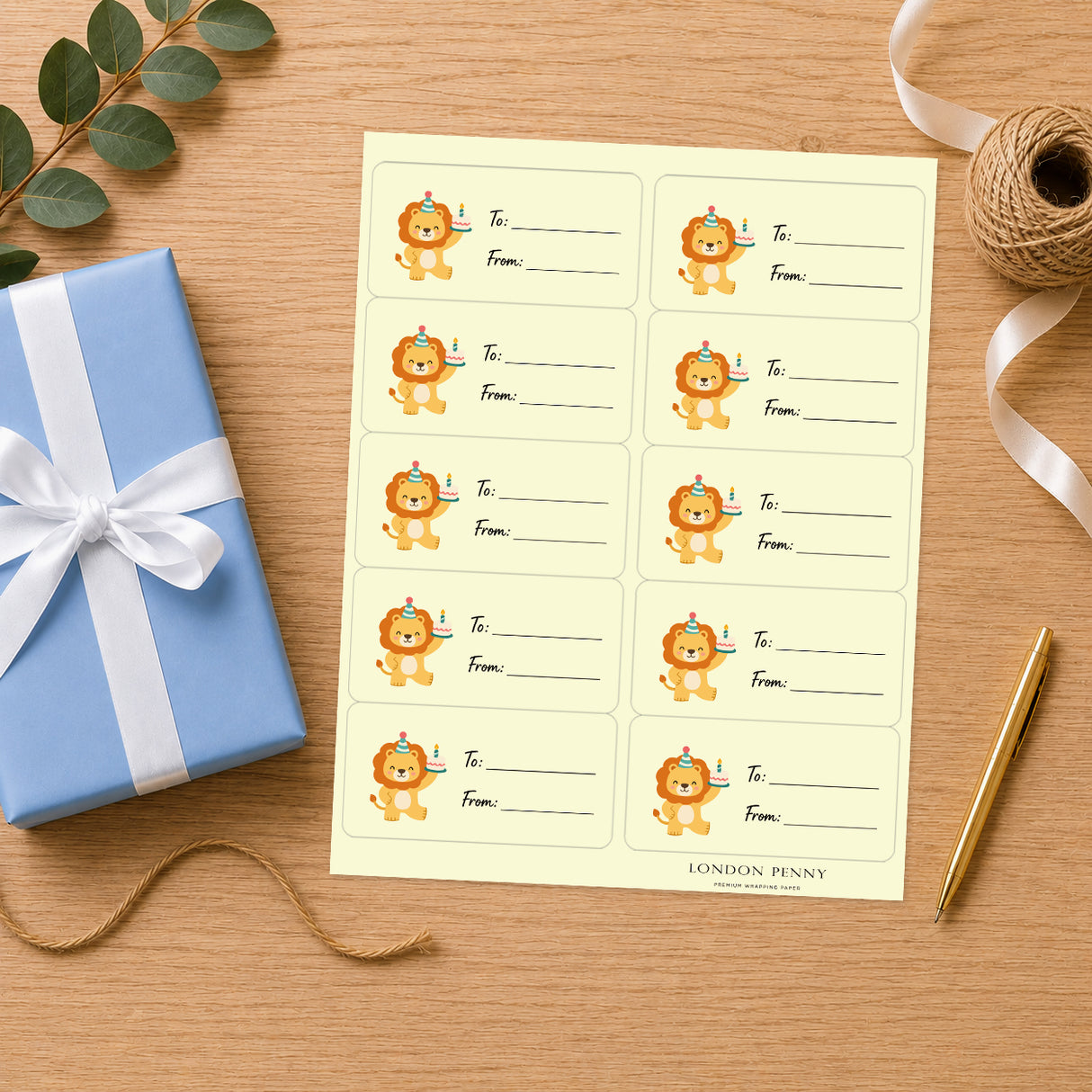 Lion’s Birthday Bash Gift Tag Sticker Sheet