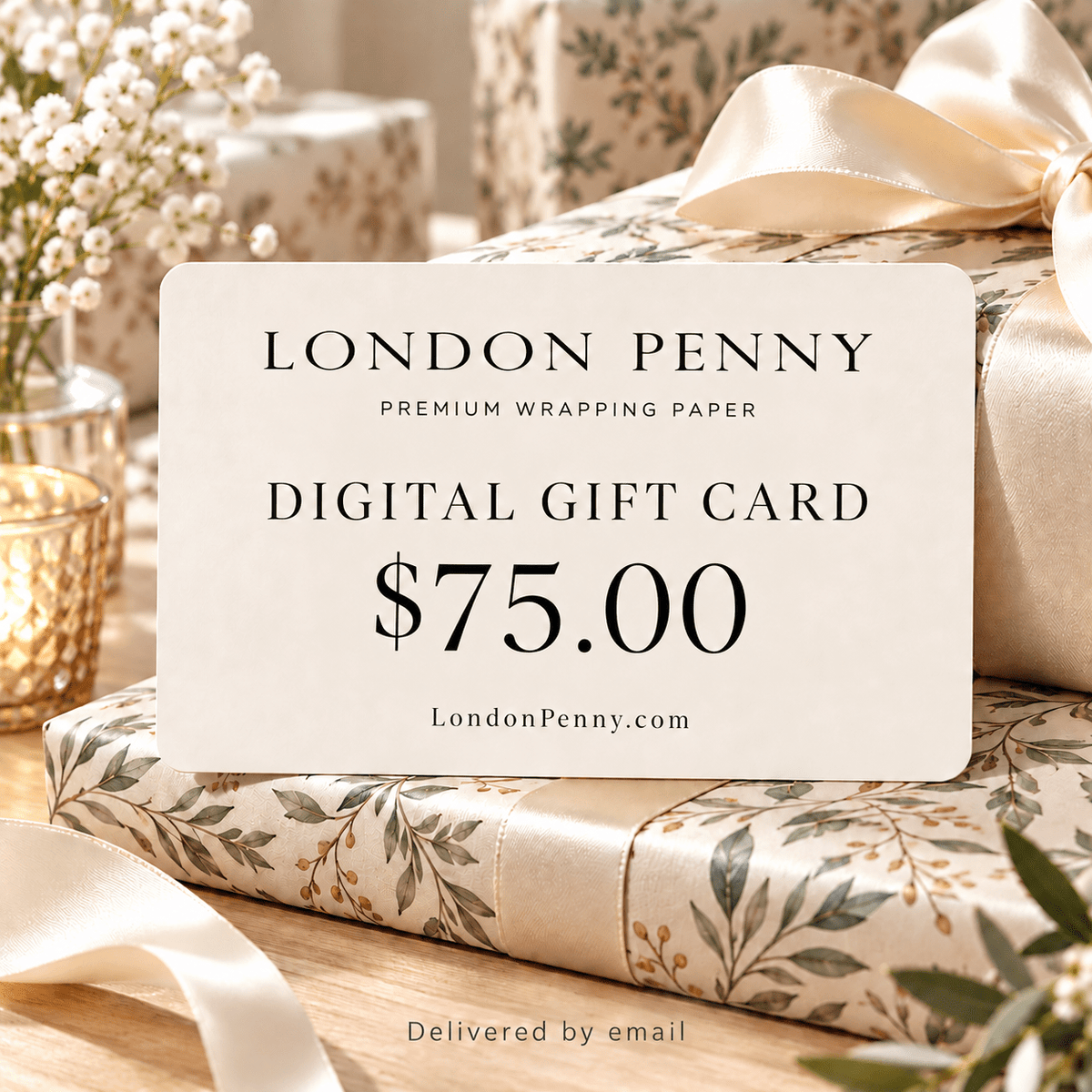 $75 London Penny Digital Gift Card - London Penny Gift Wrap