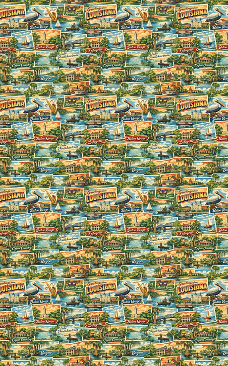 Louisiana Postcard Memories - London Penny Gift Wrap