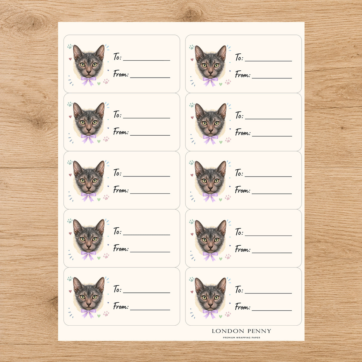 Lykoi Purrfectly Yours Gift Tag Sticker Sheet
