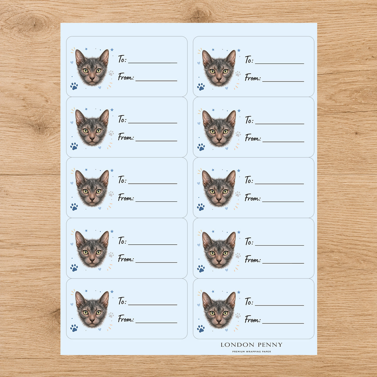 Lykoi Pawprint Wishes Gift Tag Sticker Sheet