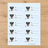 Miniature Schnauzer Pawprint Wishes Gift Tag Sticker Sheet