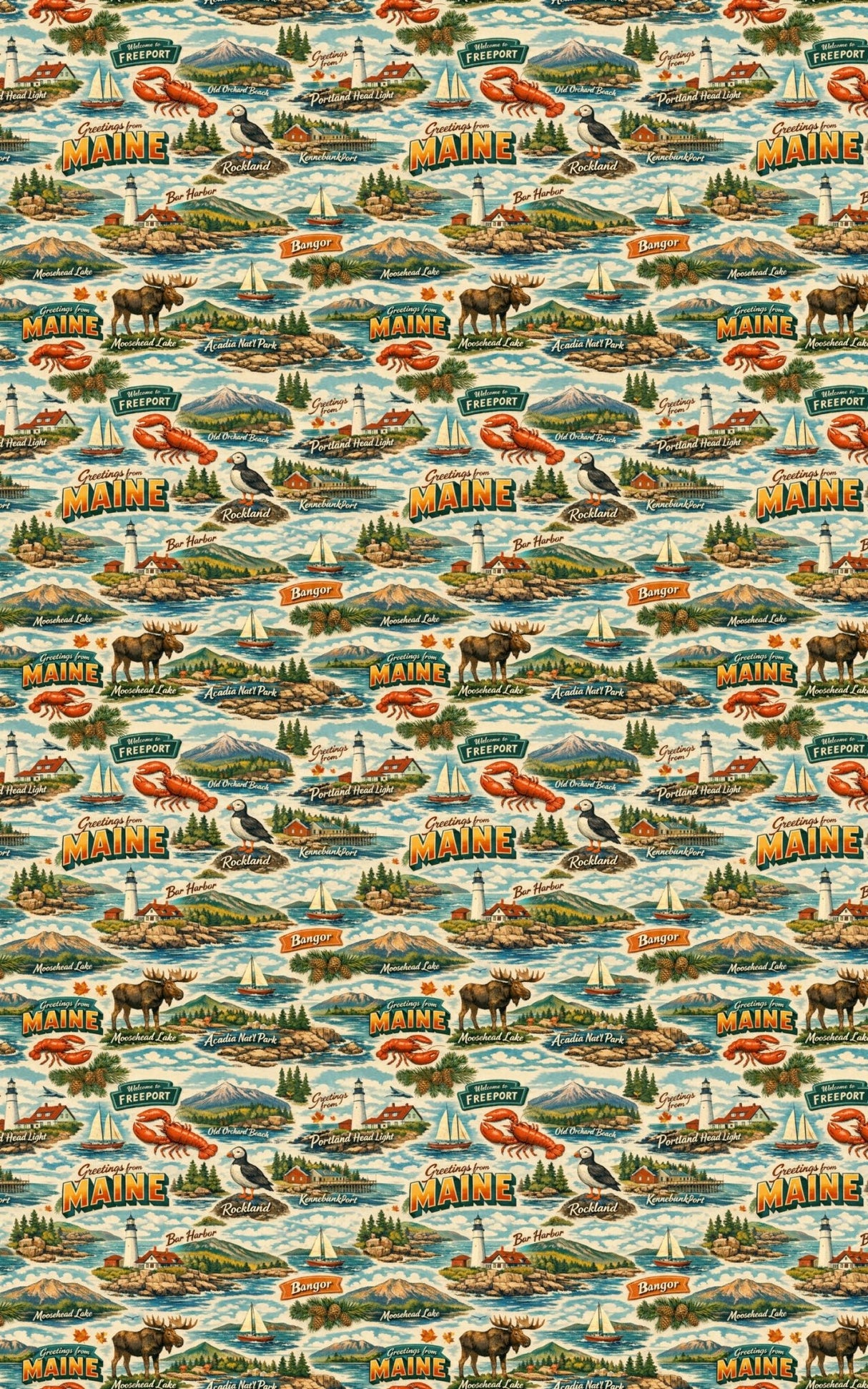 Maine Postcard Memories - London Penny Gift Wrap
