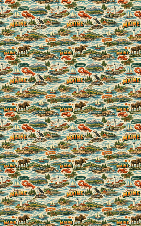 Maine Postcard Memories - London Penny Gift Wrap
