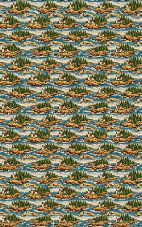 Maine Pine & Coast - London Penny Gift Wrap