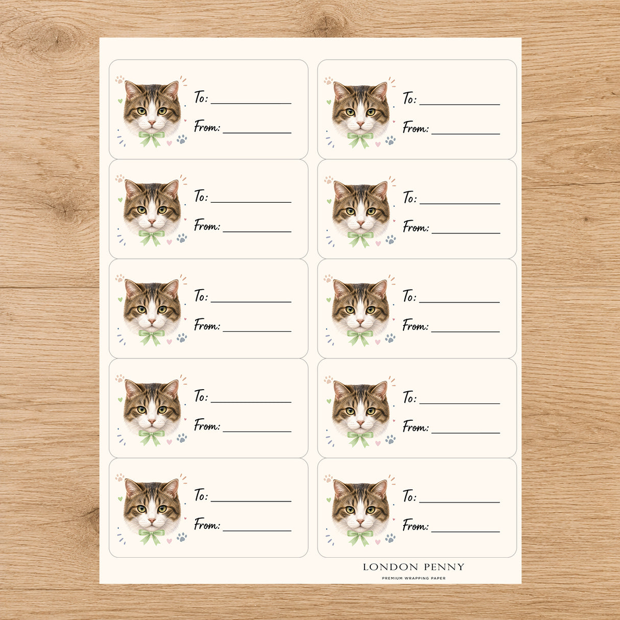 Manx Purrfectly Yours Gift Tag Sticker Sheet