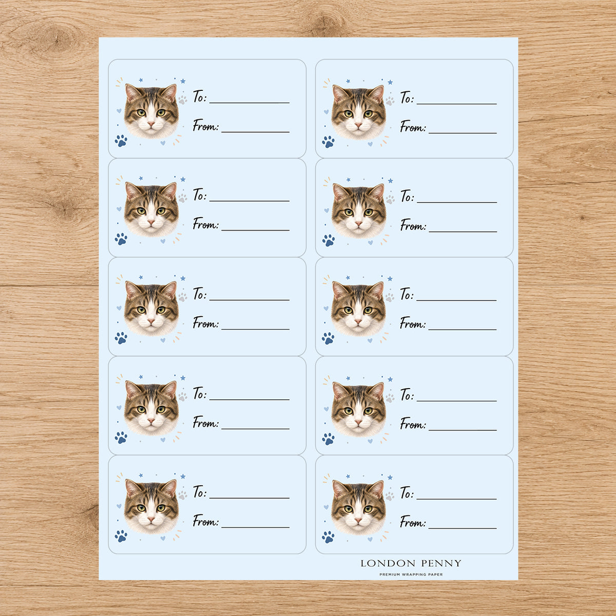 Manx Pawprint Wishes Gift Tag Sticker Sheet