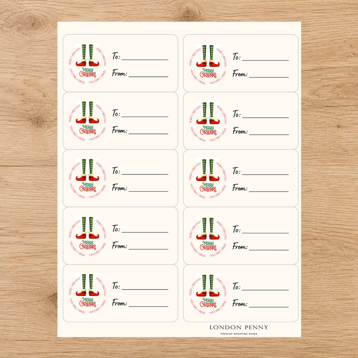 Merry Elf Steps Christmas Gift Tag Sticker Sheet