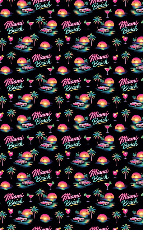Miami Beach Retro Waves - London Penny Gift Wrap