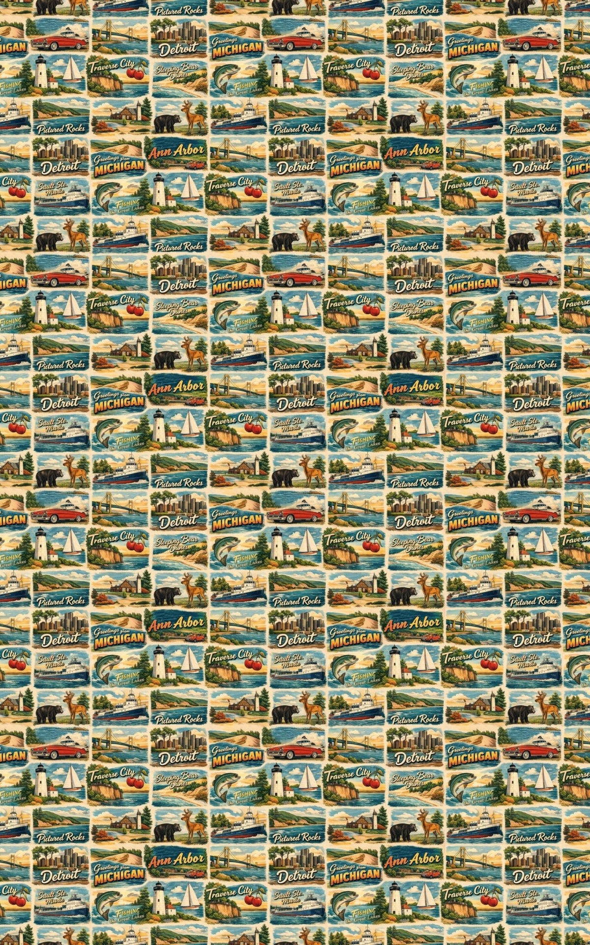 Michigan Postcard Memories - London Penny Gift Wrap