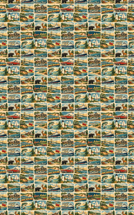 Michigan Postcard Memories - London Penny Gift Wrap