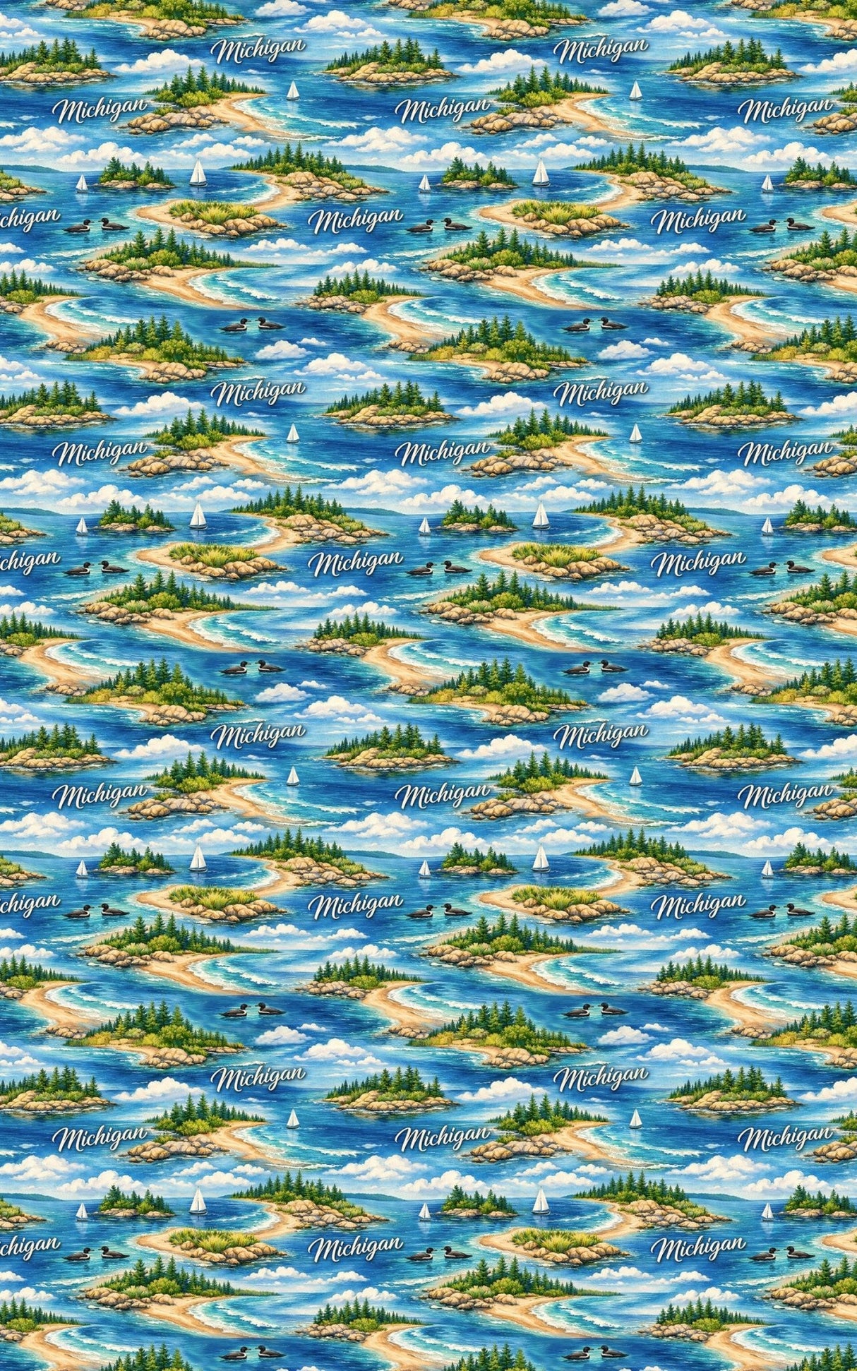 Michigan Great Lakes Calm Icons - London Penny Gift Wrap