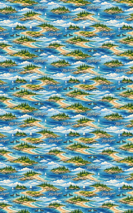 Michigan Great Lakes Calm Icons - London Penny Gift Wrap