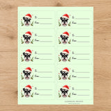Miniature Schnauzer Santa Paws Gift Tag Sticker Sheet