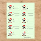 Miniature Schnauzer Santa Paws Gift Tag Sticker Sheet