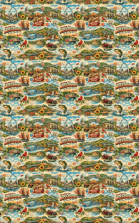 Missouri Postcard Memories - London Penny Gift Wrap
