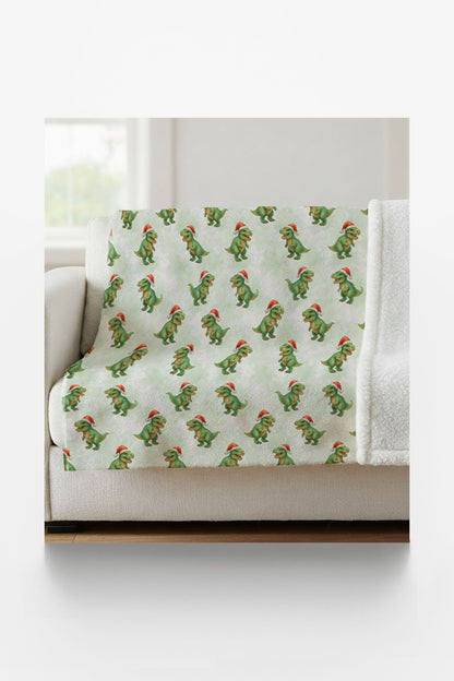 Santa Saurus Sherpa Blanket