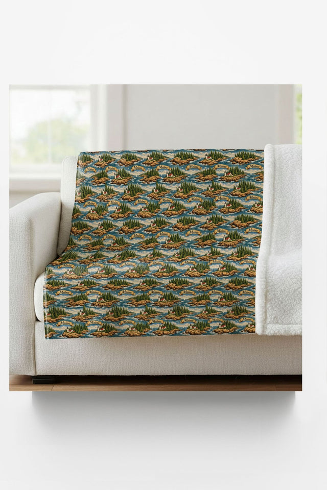 Maine Pine & Coast Sherpa Blanket - London Penny Gift Wrap