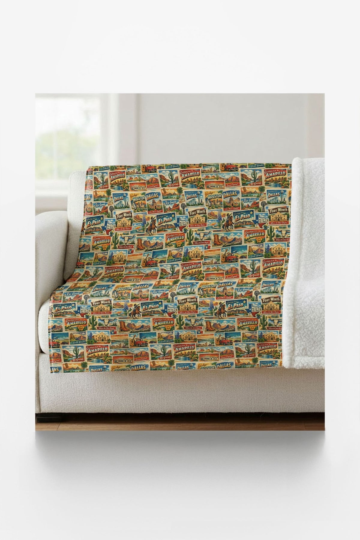 Texas Postcard Memories Sherpa Blanket - London Penny Gift Wrap