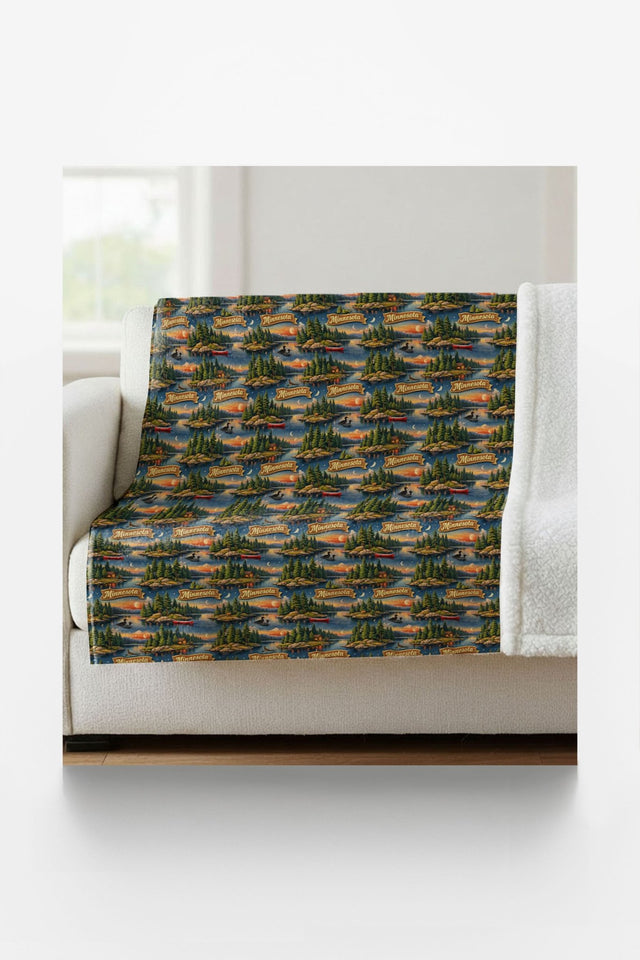 Minnesota Northwoods Serenity Sherpa Blanket - London Penny Gift Wrap