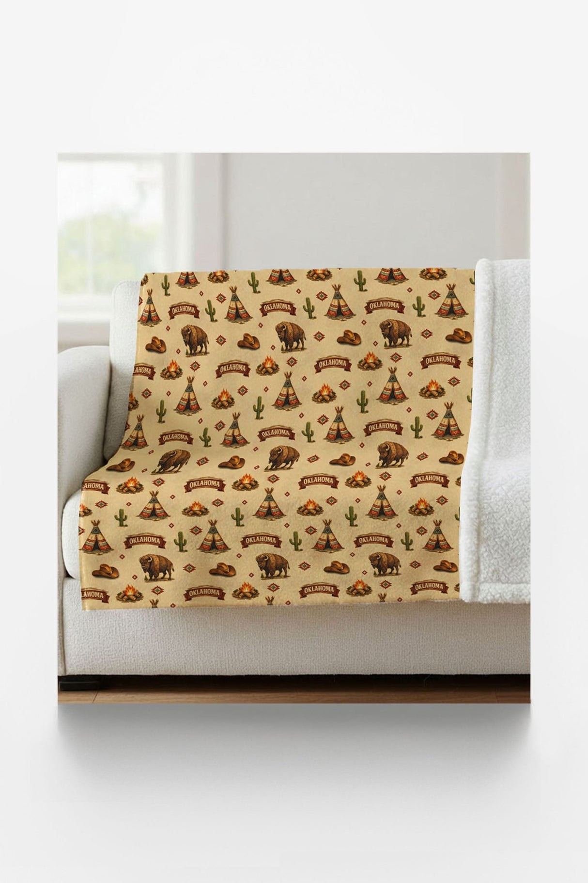 Oklahoma Western Prairie Sherpa Blanket - London Penny Gift Wrap