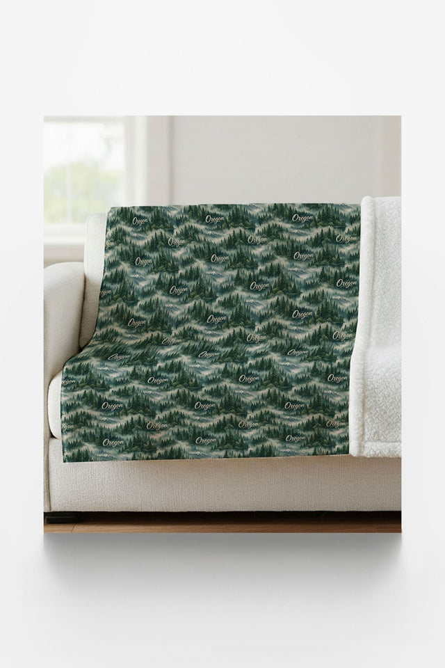 Oregon Forest & Fog Sherpa Blanket - London Penny Gift Wrap