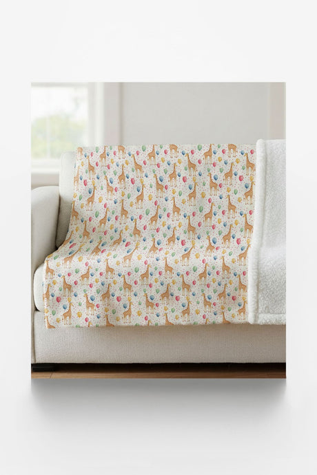 Giraffe Balloon Bash Sherpa Blanket - London Penny Gift Wrap