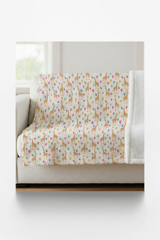Giraffe Balloon Bash Sherpa Blanket