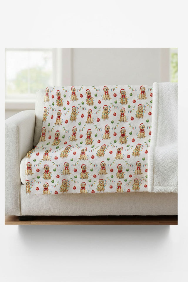 Twinkling Golden Pup Sherpa Blanket - London Penny Gift Wrap