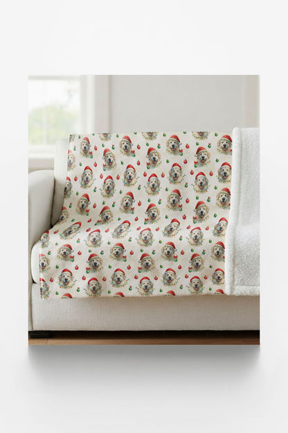 Golden Glow Christmas Sherpa Blanket