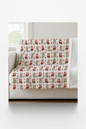 Mistletoe Morning Corgi Sherpa Blanket - London Penny Gift Wrap