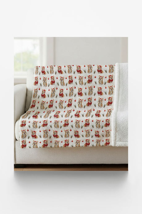 Mistletoe Morning Corgi Sherpa Blanket - London Penny Gift Wrap